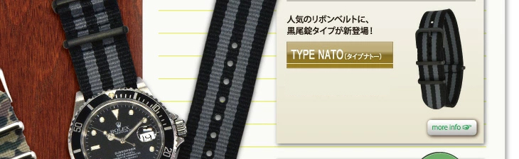 ナイロン素材交換用時計バンドTYPE NATO BLACK（タイプナトーブラック）