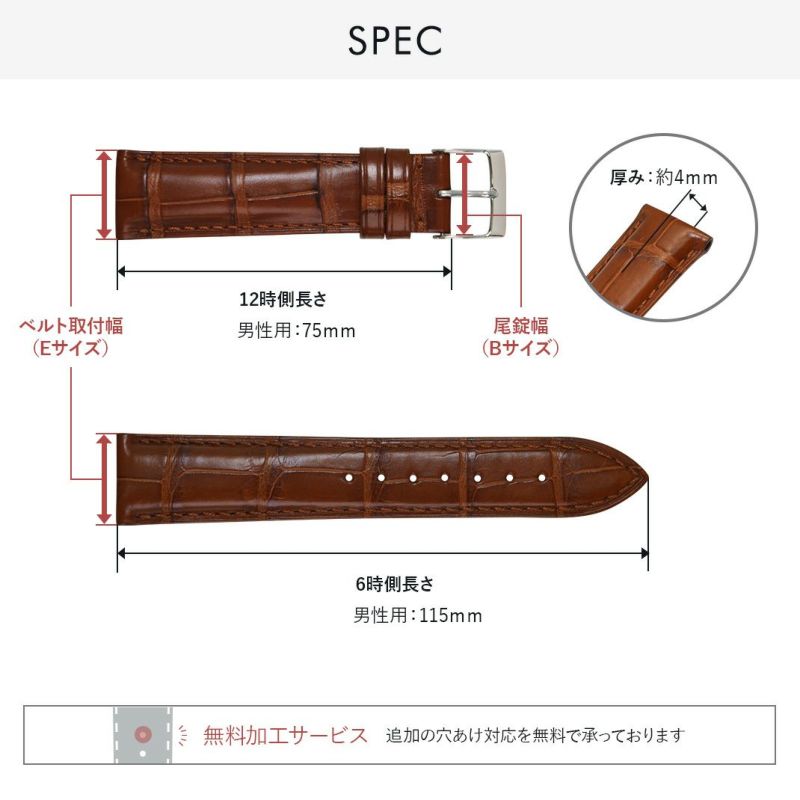 カシス アドナラ シー 裏面防水 腕時計 本革ベルト クロコ グレー 21mm CASSIS 腕時計ベルト バンド カーフレザー 牛革 クロコ型押し 裏