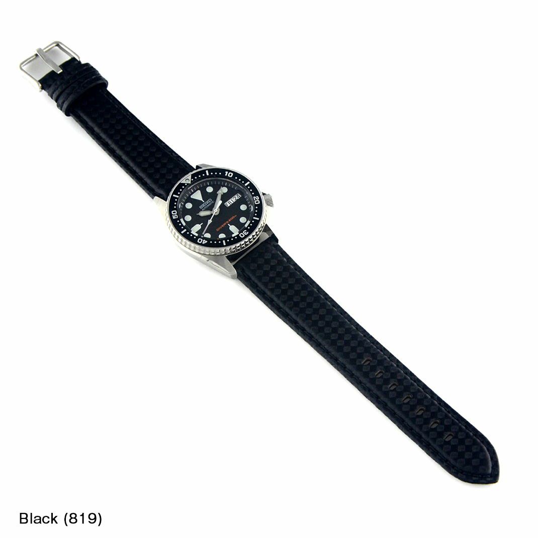 007牛革 腕時計替えベルト　ブラック　サイズ 20mm　S-013